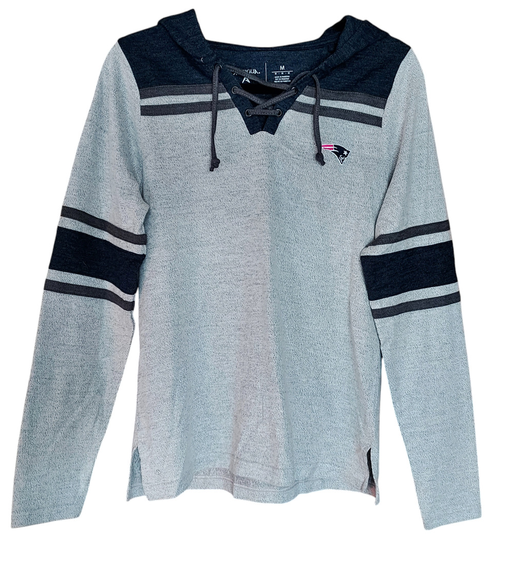 Antiqua NFL New England Patriots Fangear Women's L/S Heathered Gray Hoodie Sz M